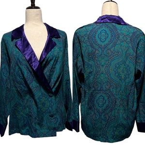 VTG Victoria's Secret 90’s Gold Label Pajama Top Paisley Lingerie Size Small